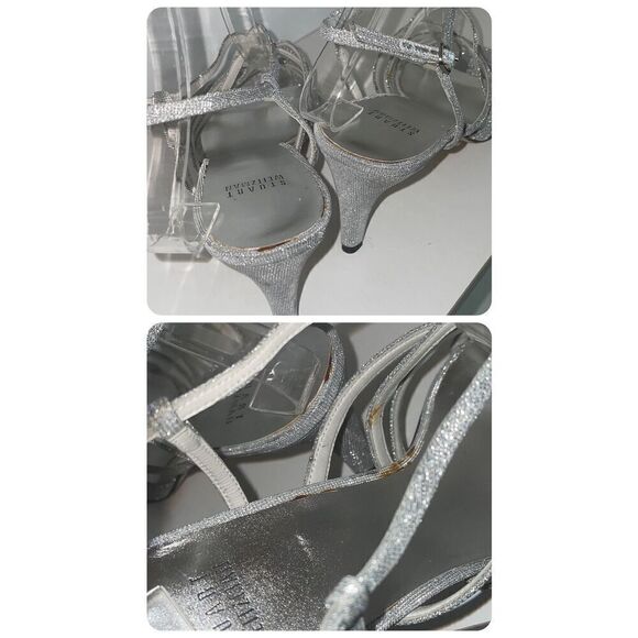 Stuart Weitzman Y2K Silver Slingback Strappy Heeled Sandals 9.5N - Picture 6 of 13